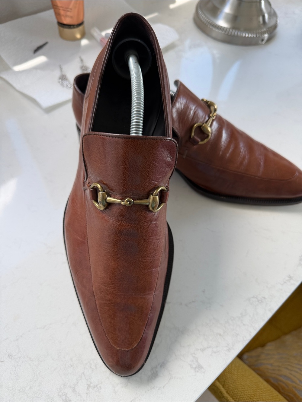Gucci Brown Leather Horsebit Loafers